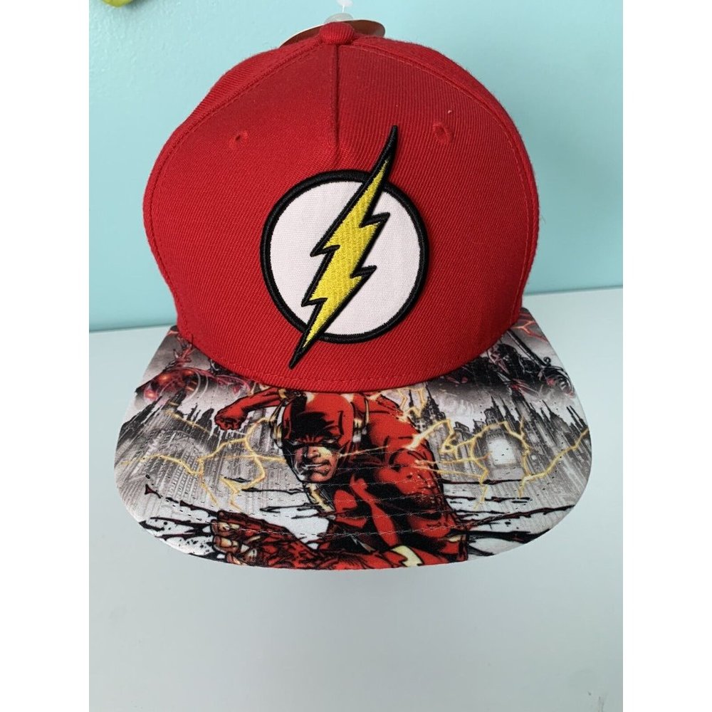 The Flash Snapback Flat Bill Baseball Cap Photoreal Bill DC Comics Ball Hat NWT